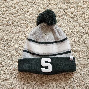 47 Brand Michigan State University Green Gray White Striped Beanie Winte…
